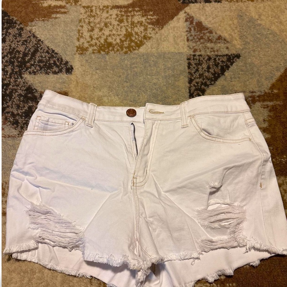 SO White Distressed Jean Shorts